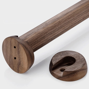 Thanh treo quần áo gỗ đặc tùy chỉnh màu óc chó/ dẻ gai, thanh phẳng có giá đỡ để lắp đặt trong tủ quần áo - Product Image 3
