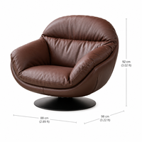 Fauteuil pivotant d'appoint en cuir écologique de style Mid-Century pour zone de réception, mobilier commercial
