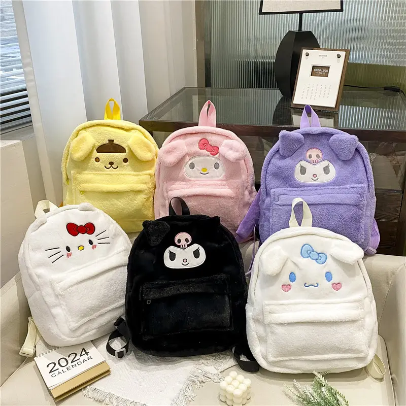 New Creative Cartoon Bag For Girls Plush Melody Kuromi Popular Fashion Shoulder Doll Sanrioes Bag
