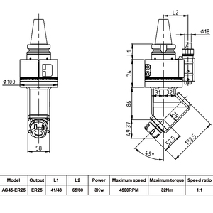 Tête de fraisage à angle droit ER16/25/32 <span class=keywords><strong>pour</strong></span> machine de perçage, de taraudage et de fraisage CNC, tête d'angle universelle automatisée BT40, <span class=keywords><strong>mandrin</strong></span> CNC - Product Image 3