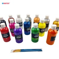 Ensemble de peinture acrylique, 14 couleurs riches en pigments, 250 ml chacune, avec pinceaux pour le dessin des enfants sur toile et papier, couleurs personnalisables