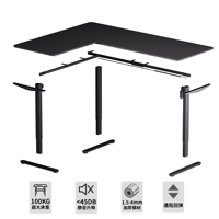 Bureau d'angle ergonomique électrique réglable en hauteur avec deux moteurs et trois pieds, en forme de L, pour ordinateur
