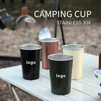 Mug à bière isotherme classique en acier inoxydable 304 sans BPA, portable, à paroi simple, avec bord roulé, pour camping et fêtes en extérieur