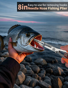 Pince à pêche Pullther 2025, nouvelle, 21,5 cm, en acier inoxydable, poignée bicolore, coupe-fil, résistante à l'eau salée, avec corde anti-perte - Product Image 6