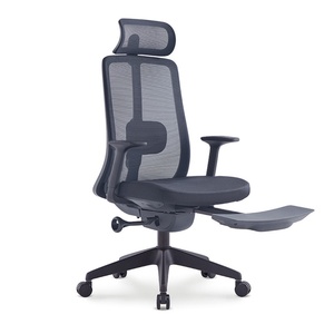 Chaise de bureau de direction ergonomique pivotante à dossier haut, design populaire, en maille, inclinable, avec appui-tête - Product Image 1