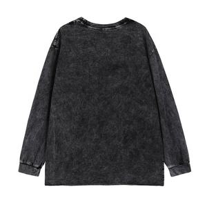 T-shirt en coton 100% éco-responsable, imprimé à l'écran, surdimensionné, avec logo personnalisé, style Harajuku vintage rétro, crânes enflammés, pour hommes - Product Image 2