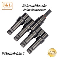 Vente en gros étanche T branche 4 en 1 prise de courant IP67 1000V 1500V TUV mâle et femelle câble solaire connecteur photovoltaïque PV