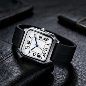Montre à quartz à chiffres arabes, en acier inoxydable, alliage, rectangulaire, étanche, 30 mm, aiguilles, mode, sport, montre pour homme, montre de business - Product Image 1