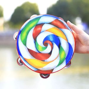 Pandereta de mano Orff de 8 pulgadas con una sola fila, tipo Lollipop, para rendimiento profesional y material didáctico para la enseñanza musical - Product Image 5