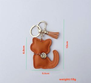 Wholesale Cute Cartoon Kitten Keychain PU Leather Bag Charm Car <b>Key</b> <b>Ring</b> & Wrist Strap Pendant Customizable Fashion Accessory - Product Image 2