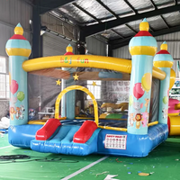 Trampoline gonflable de compétition pour enfants, avec toboggan, en PVC, capacité 500 kg, motifs animaux et dinosaures, idéal pour le jeu et la croissance.