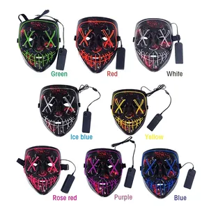 PT Fast Delivery Party Masks Face Adult Halloween Christmas Cosplay Mask Led Glowing Mask Halloween Scary