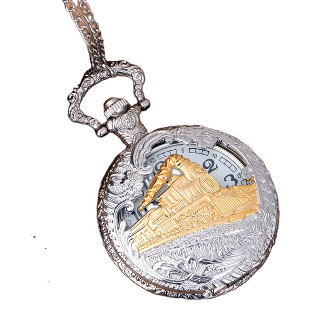 Wholesale Vintage Bronze Men Women Antique Hollowed Train Pocket Watches