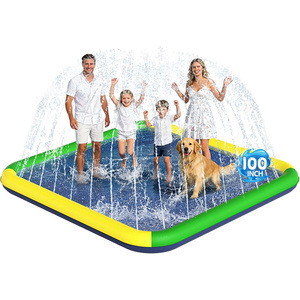 Tapis d'arrosage carré de 100 pouces, grand format, antidérapant, pour les familles et les animaux domestiques, jeux aquatiques d'été dans la cour - Product Image 1