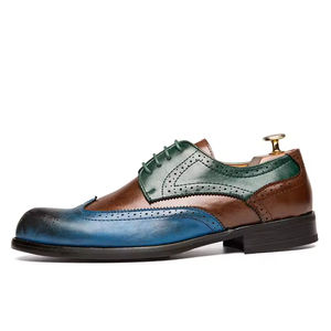 S0068X Nuevos Zapatos Oxford Formales de Cuero Genuino para Hombre, Estilo Caballero, Otoño, Ligeros, Bordados, para Novio - Product Image 1