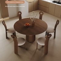 Table à manger rustique en bois massif, style médiéval, plateau pivotant, finition noyer, pour usage domestique, petits appartements, démontable, en bois
