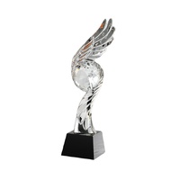 Nouveau trophée en cristal haut de gamme avec plumes, trophée honorifique de haute qualité, décoration artisanale pour la maison et le meuble à vin