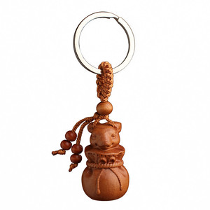 weijun Source Money Llavero de madera de durazno con diseño de <span class=keywords><strong>Canguro</strong></span> y Rata del Zodíaco, Colgante 3D para coche LTK53 - Product Image 4