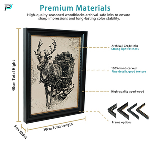 Sang trọng handmade 3D gỗ cứu trợ tường nghệ thuật hiện đại trừu tượng Hươu khắc trang trí nội thất tùy chỉnh kích thước đóng khung cho phòng khách bán buôn - Product Image 2