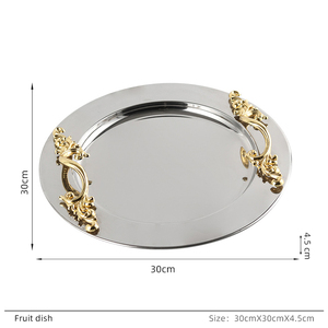 <span class=keywords><strong>Plateau</strong></span> de rangement pour fruits en métal de luxe, <span class=keywords><strong>plateau</strong></span> à café en acier inoxydable, assiette de service, <span class=keywords><strong>plateau</strong></span> en métal personnalisé pour la décoration de la maison, directement de l'usine - Product Image 2