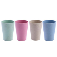 Offre Spéciale – Gobelets Réutilisables en Paille de Blé 9oz (280ml) Rose/Bleu/Vert/Beige – Légers, Empilables et Lavables au Lave-Vaisselle