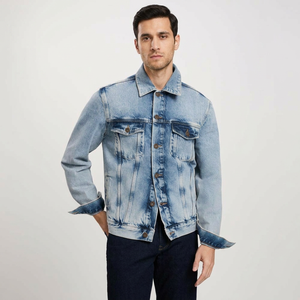 Mens Stretch <b>Denim</b> <b>Jacket</b> Flexible Jean Outerwear Casual <b>Lightweight</b> and Breathable with Classic Button Closure - Product Image 1