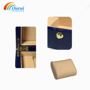 Factory Direct Wholesale Blue Wooden <b>Watch</b> Box Custom Logo Jewelry <b>Case</b> Closure Display Packaging Storage Box - Product Image 6