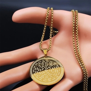 Biblia judía collar de cadena de hexagrama de acero inoxidable mujeres/hombres 72 nombres del Dios Moisés collares Mezuzah joyería (NL288) - Product Image 5