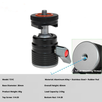 Mini tête de trépied rotative à 360 degrés en alliage d'aluminium avec vis 1/4" et adaptateur de montage fileté 3/8" pour appareil photo reflex numérique et monopode, charge maximale 3 kg