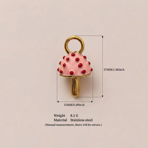 Pendentifs en émail en forme de champignon et de <span class=keywords><strong>pizza</strong></span> en acier inoxydable YIMEIL&Wholesale – Large gamme de motifs mignons pour bracelets et colliers DIY - Product Image 5