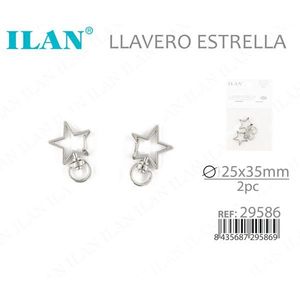 Portachiavi Ilan Star 25x35mm Colore Argento Set da 2 Pezzi - Product Image 3