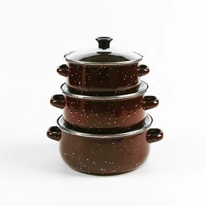 Eco-Friendly Enamel <b>Soup</b> <b>Pot</b> Dotted Enamel Lid Thickened Gas Stove Compatible Cooking <b>Pot</b> European American - Product Image 1