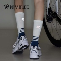 Chaussettes de course personnalisées de haute qualité, à séchage rapide, pour la sécurité nocturne, avec sublimation, en nylon, à compression, hautement réfléchissantes, pour le cyclisme
