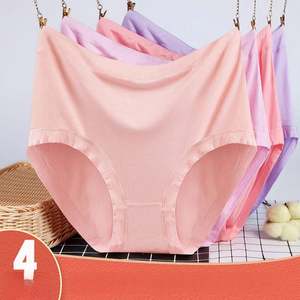 3 Pack Basic Style Organic Cotton High-Waist Soft Comfort Wicking Solid Pink Women Boxer with Lace Trim - Product Image 3