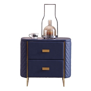 Bedroom Furniture Luxury European <strong>Bedside</strong> <strong>Tables</strong> High Density Board Modern Simple Design <strong>Blue</strong> Nightstands - Product Image 1