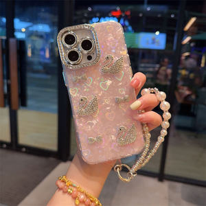 Custodia per telefono con fiocco di strass con motivo a catena <span class=keywords><strong>rosa</strong></span> per <span class=keywords><strong>iPhone</strong></span> 17 16 <span class=keywords><strong>Pro</strong></span> Max Bling Diamond <span class=keywords><strong>cover</strong></span> per cellulare per ragazze - Product Image 6