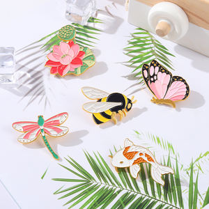 Insect Serie Badge Pin Custom Creatieve Vlinder Bee Dragonfly Plant Lotus Broche Emaille Pin 2022 - Product Image 5