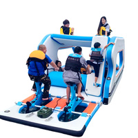 Maison flottante de luxe 2026 - Bateau-maison gonflable et pliable de 4,5 m avec batterie au lithium, blanc + bleu, capacité 100-500 kg