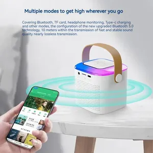 Mini Macchina per Karaoke con Microfono Wireless e Modulatore di Voce - Altoparlante BT Portatile con Luci LED, Sistema per Feste in Casa - Product Image 5