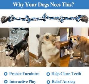 Büyük Irk Köpekler İçin Yok Edilemez Pamuk Halat Halat Çekme Oyuncağı Diş Temizliği İçin - Product Image 4