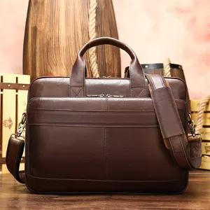 8841 high quality custom design business office Computer 15 inch Genuine laptop men's bag leather for men Briefcase leather bags