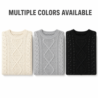 Nouvel ensemble pull et pantalon pour femme, tricoté, épais, ample, à manches longues, col rond, pantalon large, deux pièces, collection hiver