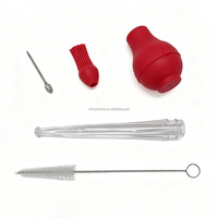 Injecteur de marinade en silicone pour dinde avec aiguille et brosse, silicone de qualité alimentaire, système de saignée facile à utiliser pour des rôtis juteux