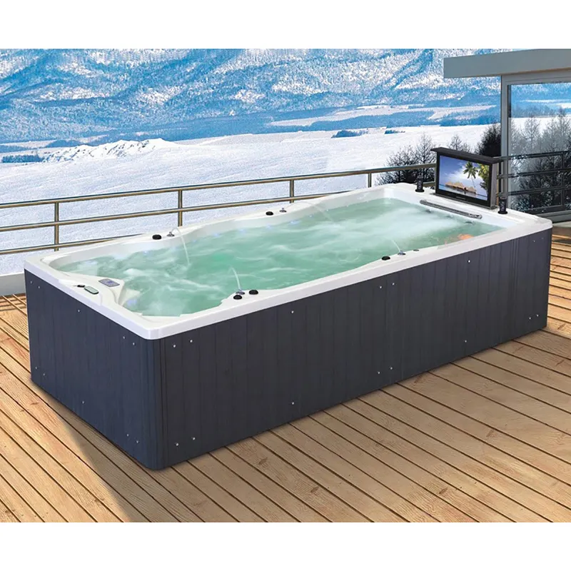 Bañera de hidromasaje independiente, bañera grande para exteriores, Concha acrílica de madera, bañera de hidromasaje