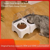 Couvercle d'interrupteur automatique pour animaux de compagnie bol unique étanche à pied haut solide élégant surélevé bol de nourriture en acier inoxydable pour chien chat