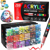 Ensemble de 288 marqueurs acryliques à encre liquide directe, pointe flexible, pour peinture sur roche, bois, verre, céramique, toile, art DIY