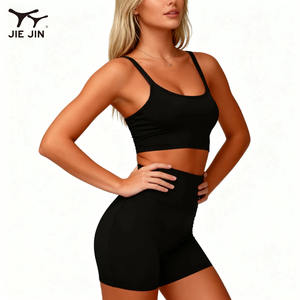 东莞杰金排汗2件实心高腰松紧腰运动健身瑜伽服女士 - Product Image 3