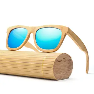 Óculos de sol bambu revestido, óculos de sol retrô bambu com revestimento de bambu, polarizado, armação grande