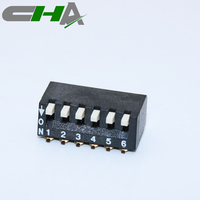 Interruptores DIP de la Serie CHA EPM con Paso de 2.54 mm, Color Negro, Interruptor DIP SMT