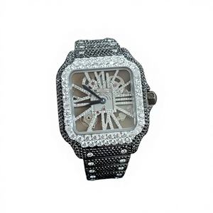 Reloj de Pulsera para Hombre Hip Hop Bust Down Mecánico de 36 mm con Esfera Cuadrada de Acero Inoxidable y Cristal con Incrustaciones de Diamantes Moissanite - Product Image 1